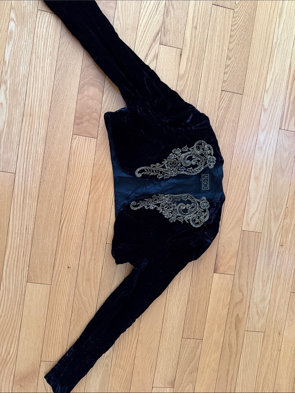 Art deco Black Velvet Bolero with Gold Embroidery